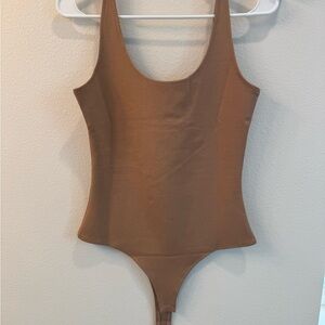 Brown Bodysuit with Scoop Neckline and Low Back